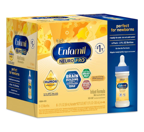 Enfamil NeuroPro Infant Formula, 2 Oz., Ready-To-Use, Nursette Bottle, 48 Count