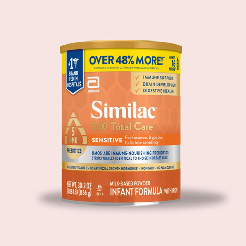 Similac 360 Total Care Sensitive Infant Formula Non-GMO Powder 30.2 oz, (Case of 4)