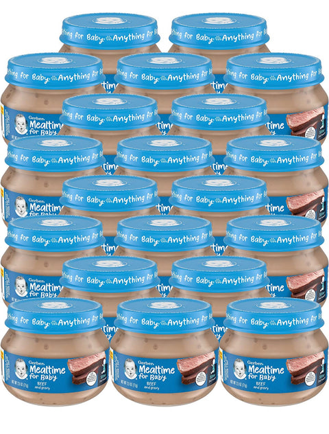 Gerber 2nd Foods Beef & Gravy, 2.5 oz glass Jar, (Pack of 20)