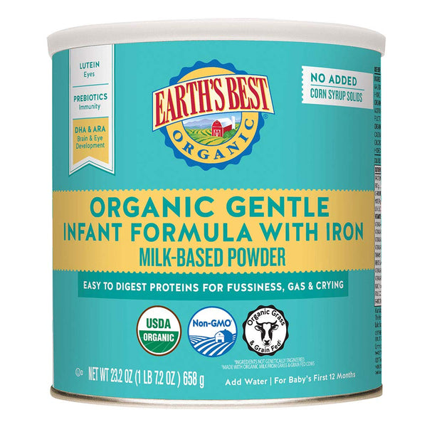 Earth's Best Organic Gentle Infant Formula with Iron 23.2oz (Case of 4) - Babies Nutrition