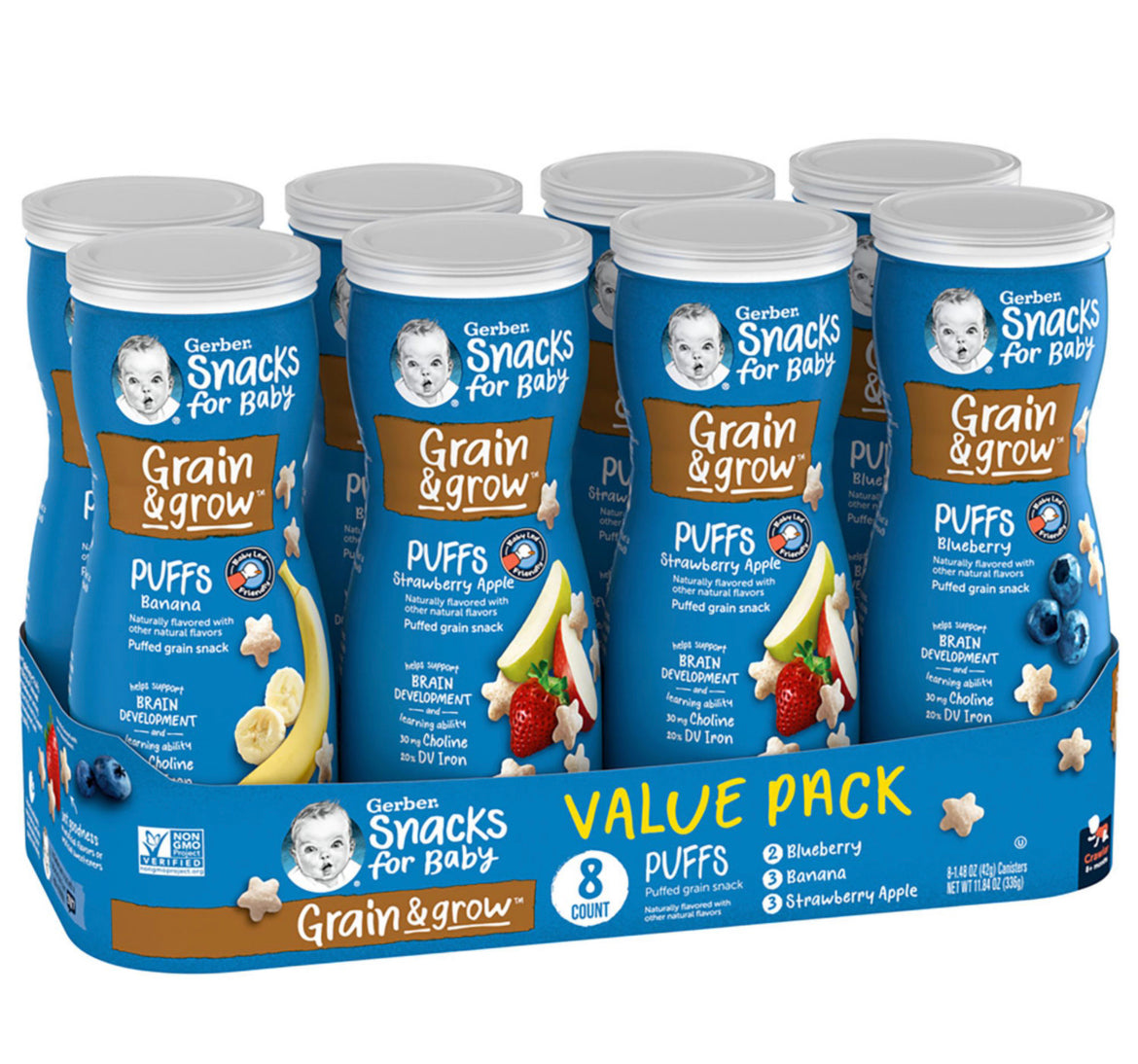Gerber Graduates Puffs Cereal Snack Variety Pack (1.48 oz., 8 Pack