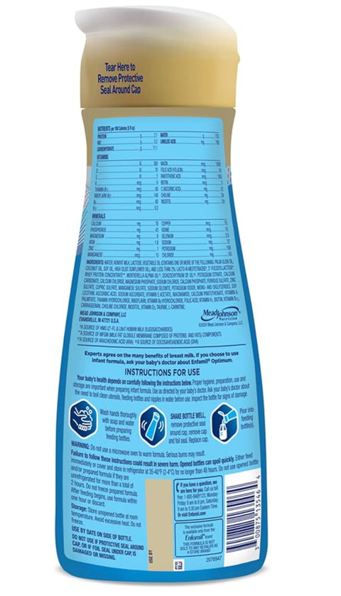 Enfamil Optimum Baby Formula Ready to Feed, Baby Milk, 32 Fl Oz, Pack of 6