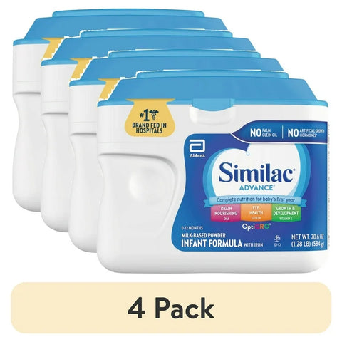 Similac Advance Infant Formula With Iron, Has DHA & Lutein, 20.6-oz Tub (Case of 4)