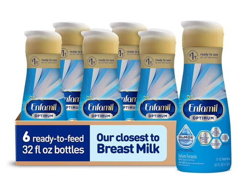 Enfamil Optimum Baby Formula Ready to Feed, Baby Milk, 32 Fl Oz, Pack of 6