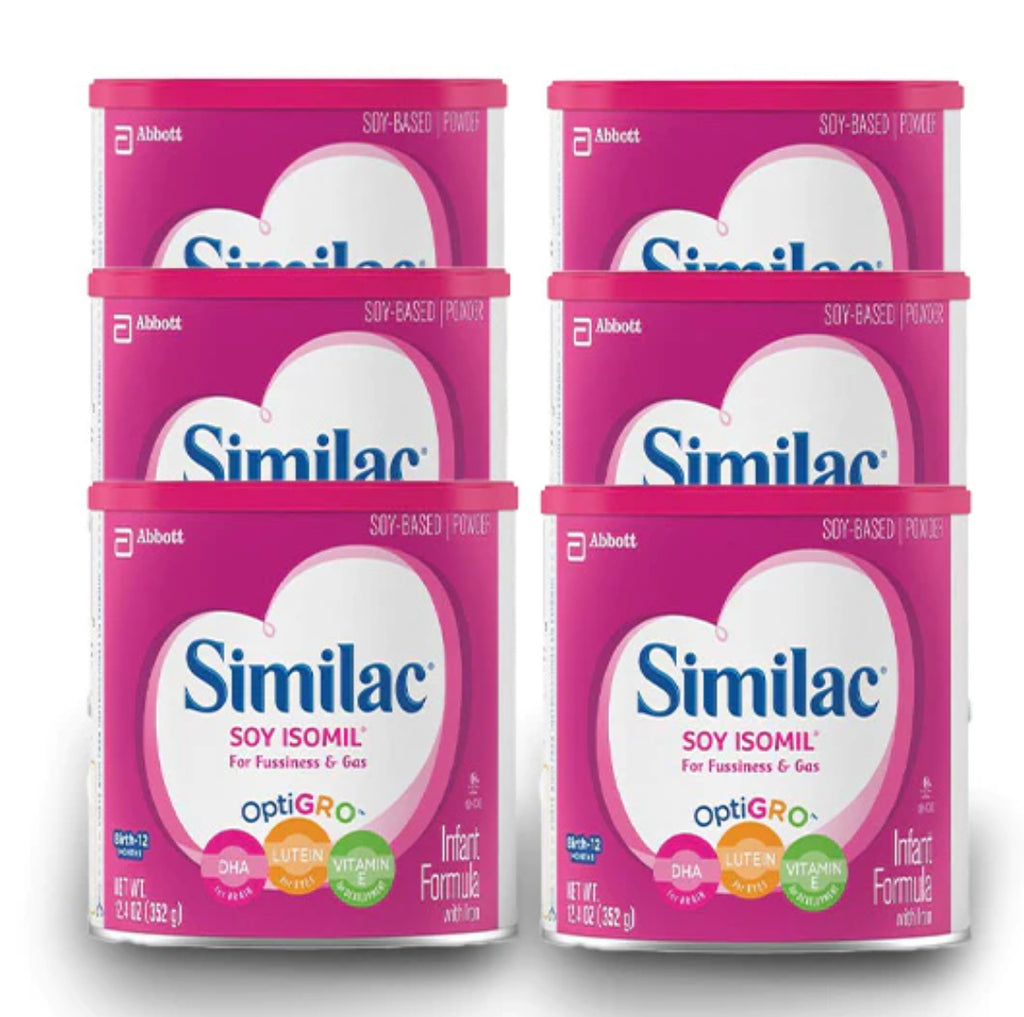 Similac Soy Isomil Infant Formula for fussiness and gas, 12.4 oz (Case of 6)