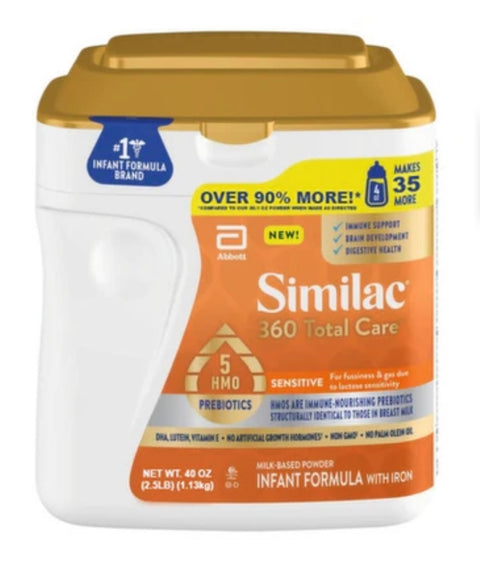 Similac 360 Total Care Sensitive Infant Formula Powder, 40 oz