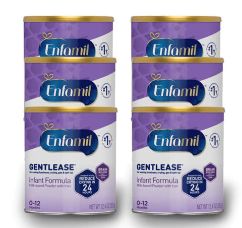 Enfamil Gentlease Infant Formula, Powder, 12.4 oz (Pack of 6)