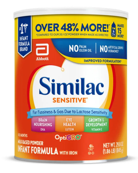 Similac Sensitive Infant Formula Powder, 1.86 pound (Case of 6)