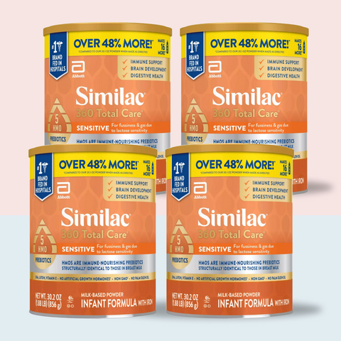 Similac 360 Total Care Sensitive Infant Formula Non-GMO Powder 30.2 oz, (Case of 4)