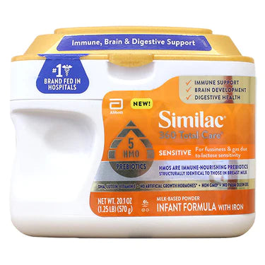 Similac 360 Total Care Sensitive Infant Formula non-Gmo 4-20.1 Oz, (Case of 4)