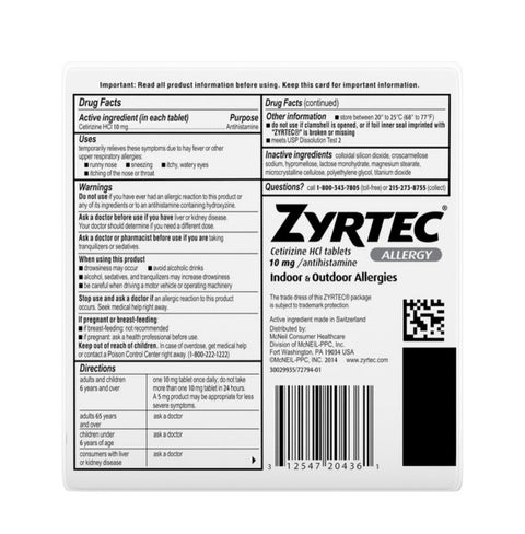 Zyrtec 24 Hour Allergy Relief Tablets - 90ct