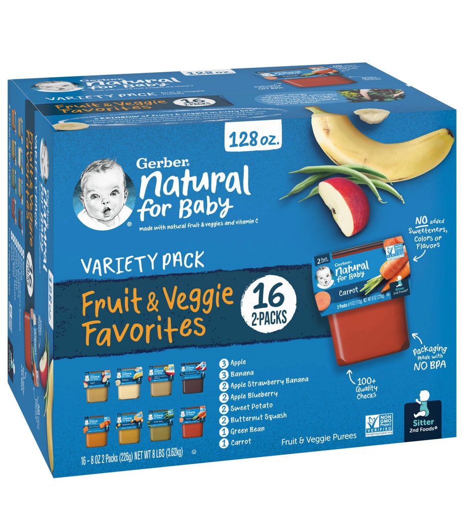 Gerber Sitter 2nd Foods Fruit & Veggie Baby Food Variety (32 packs)