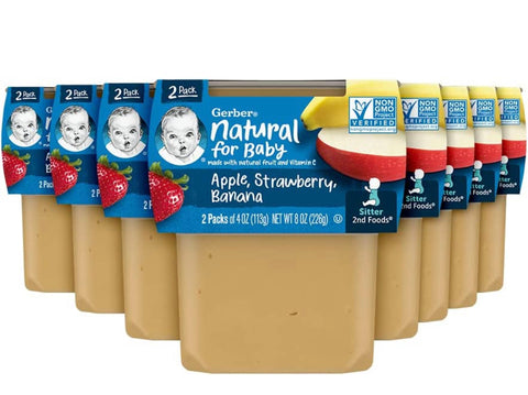 Gerber Apple Strawberry Banana, Sitter, 2nd Foods, 2 Pack, 16 count