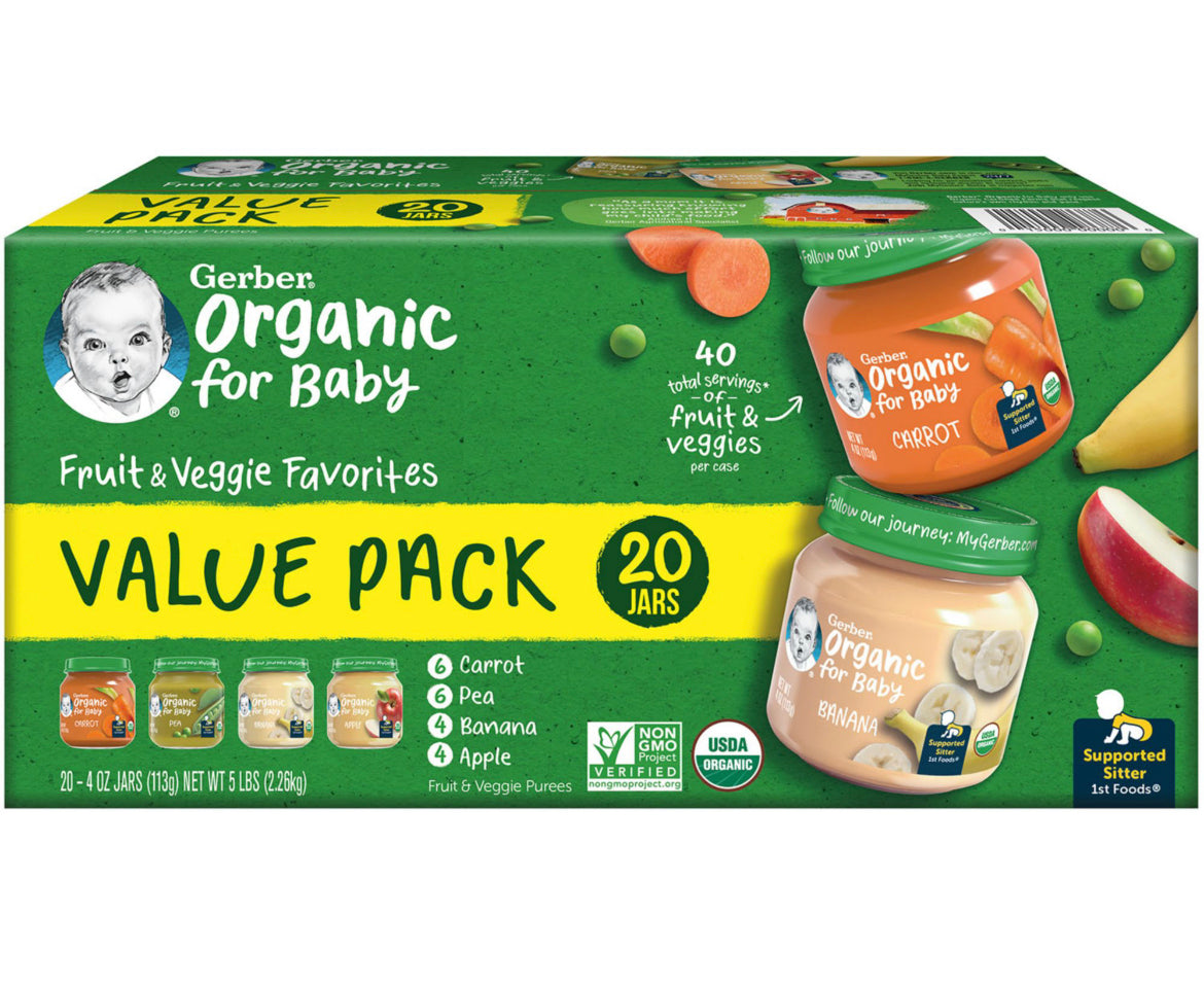 Gerber 1st Foods Organic Baby Food, Fruit & Veggie Value Pack – Babies ...