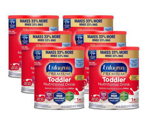 Enfagrow Premium Toddler Natural Nutritional Drink Non-GMO 32 OZ, (Case of 6)