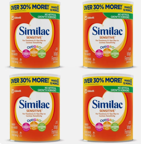 Similac Sensitive Infant Formula, 29.8 oz (Case of 4)