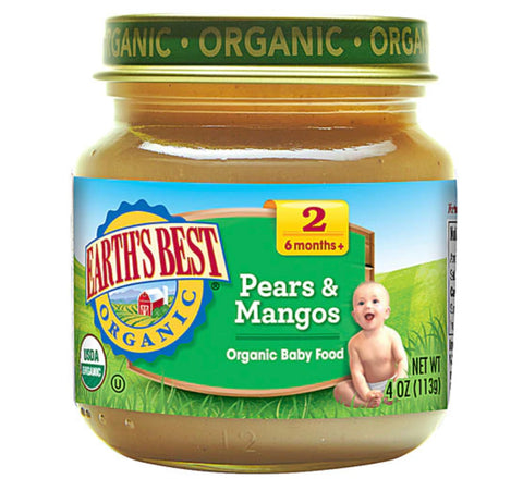 Earths Best Organic Pears and Mango, Stage 2 Baby Food Case of 10