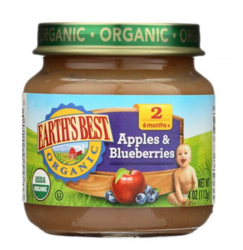 Earths Best Organic Apple Blueberry, Stage 2, Case of 10